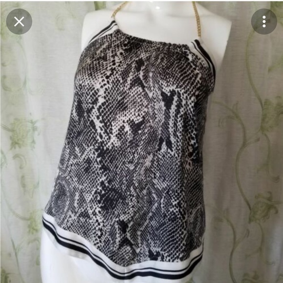 Express Snake Print Chain Tie Back Handkerchief Top - Picture 2 of 11